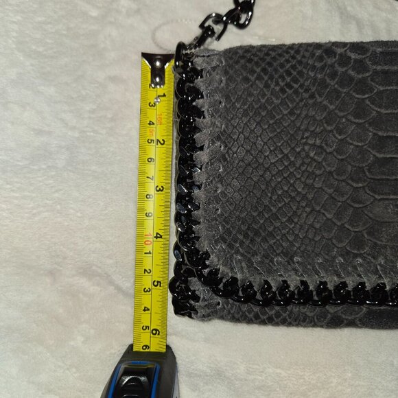 Borse In Pelle Italian Designer Leather Chain Strap Crossbody Bag Gray - Picture 11 of 11